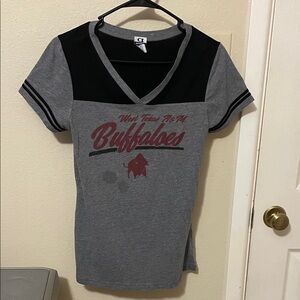 Gray and Black Women's Short Sleeve Tee